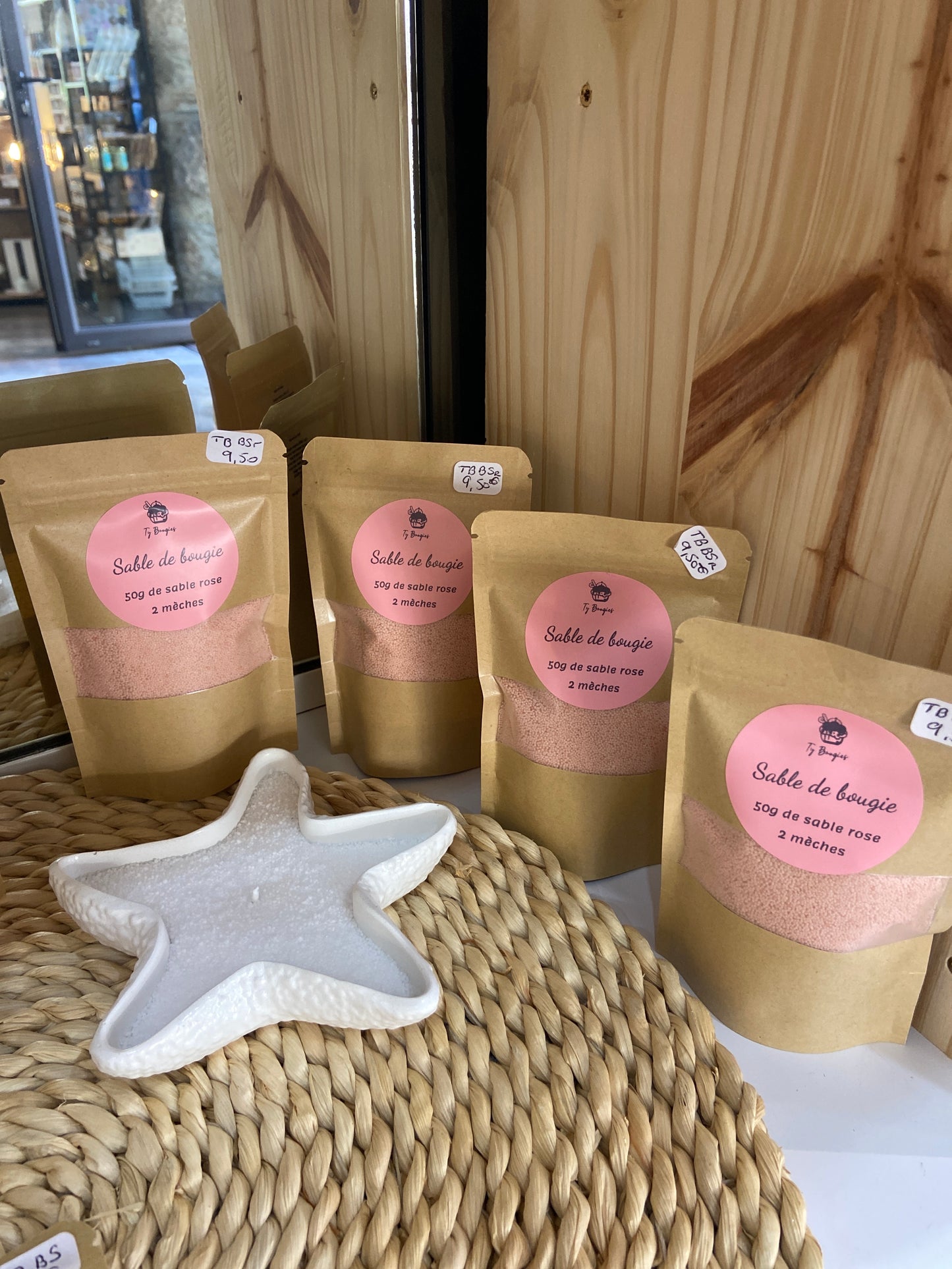 50g de sable de bougie rose doux