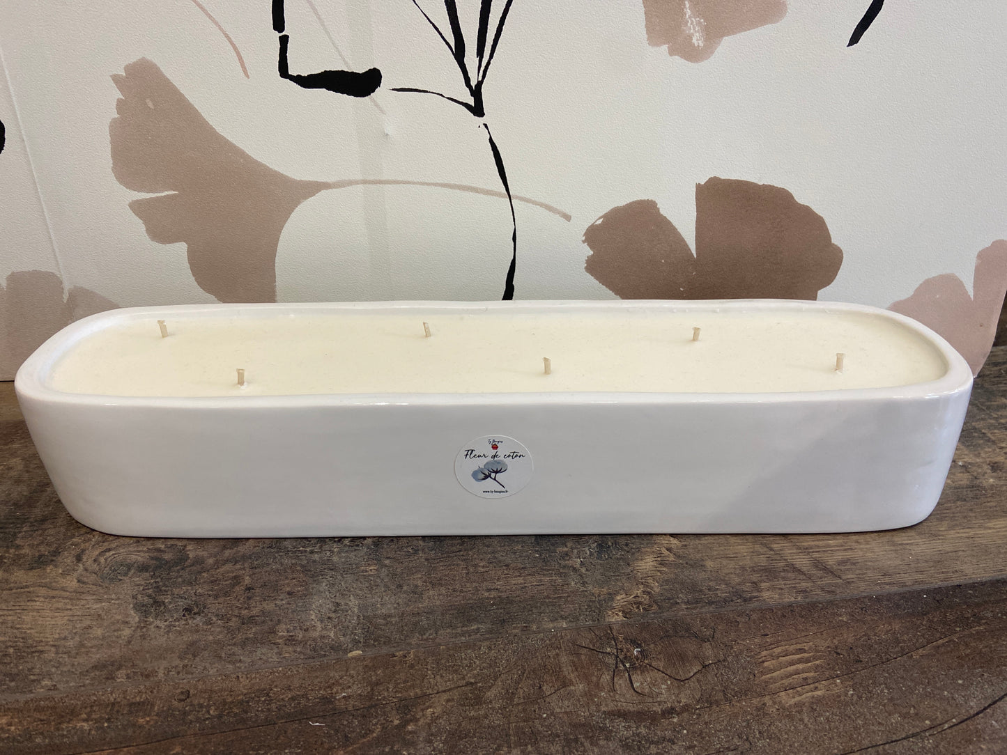 Longue bougie baguette blanche - fleur de coton - 360h