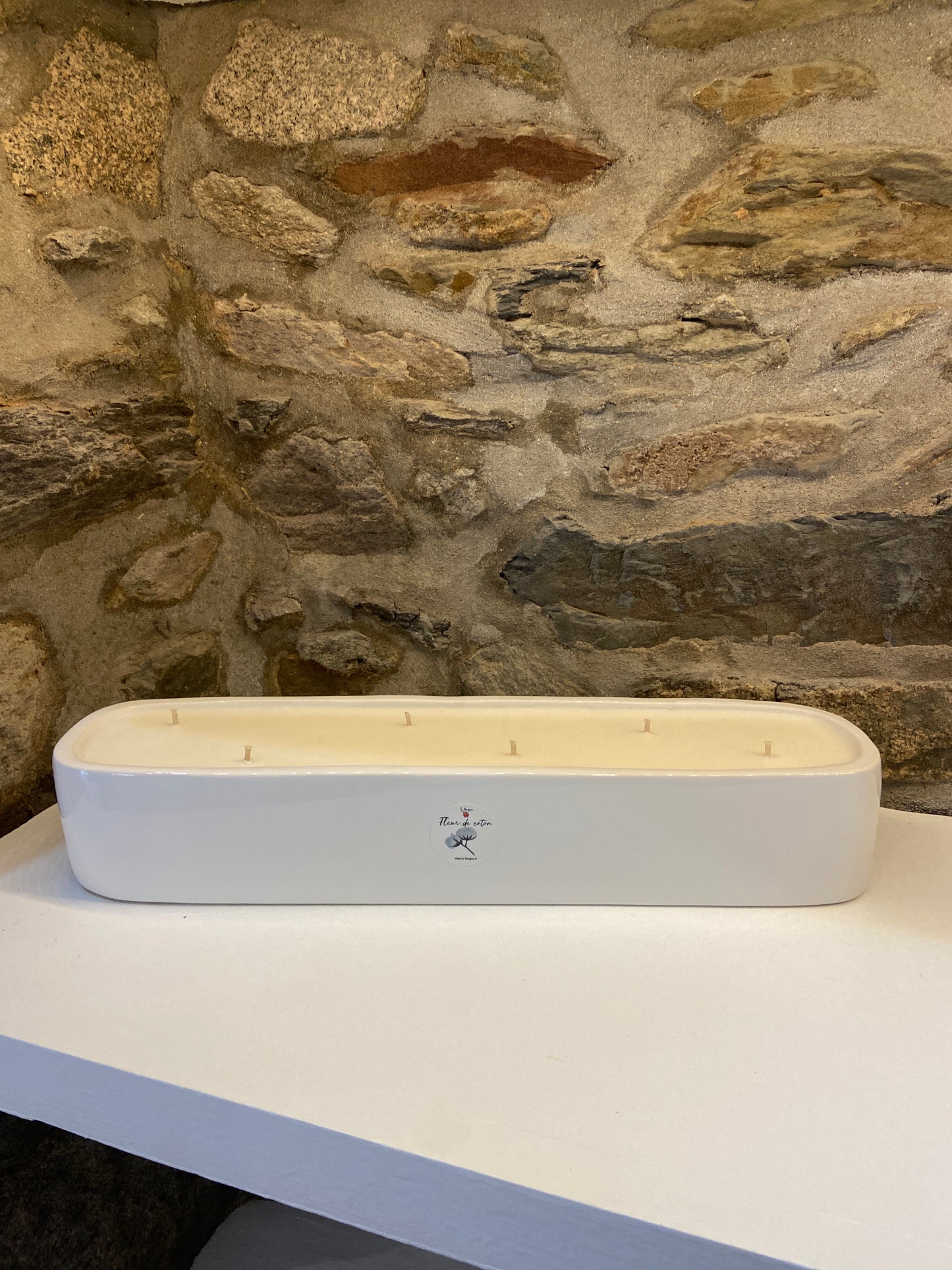 Longue bougie baguette blanche - fleur de coton - 360h