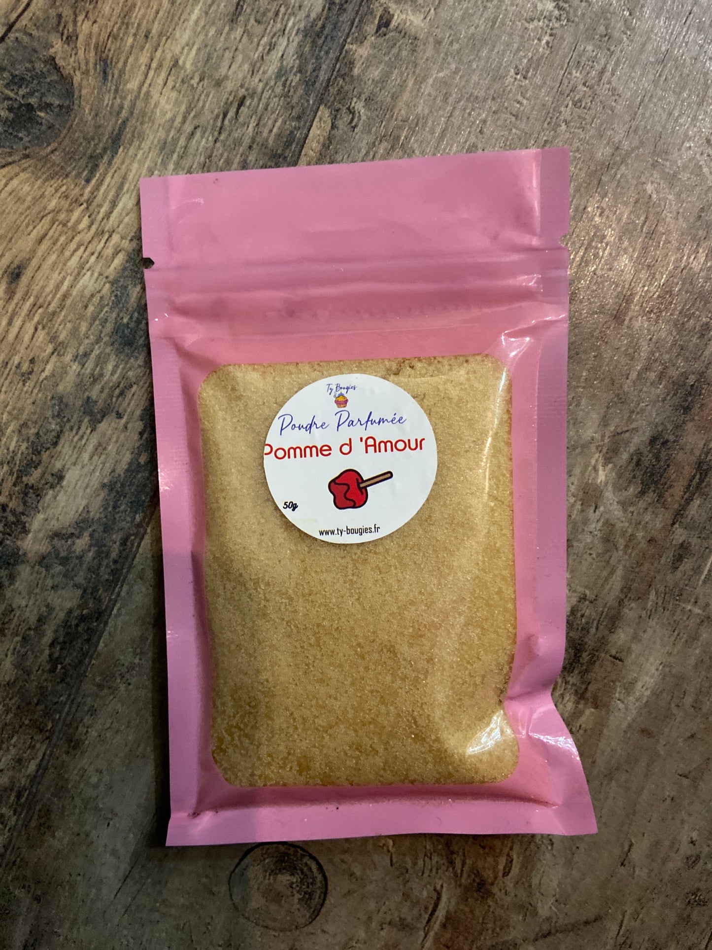 Sachet de poudre de bicarbonate parfumée - 50gr - Poudre d'aspirateur : POMME D'AMOUR