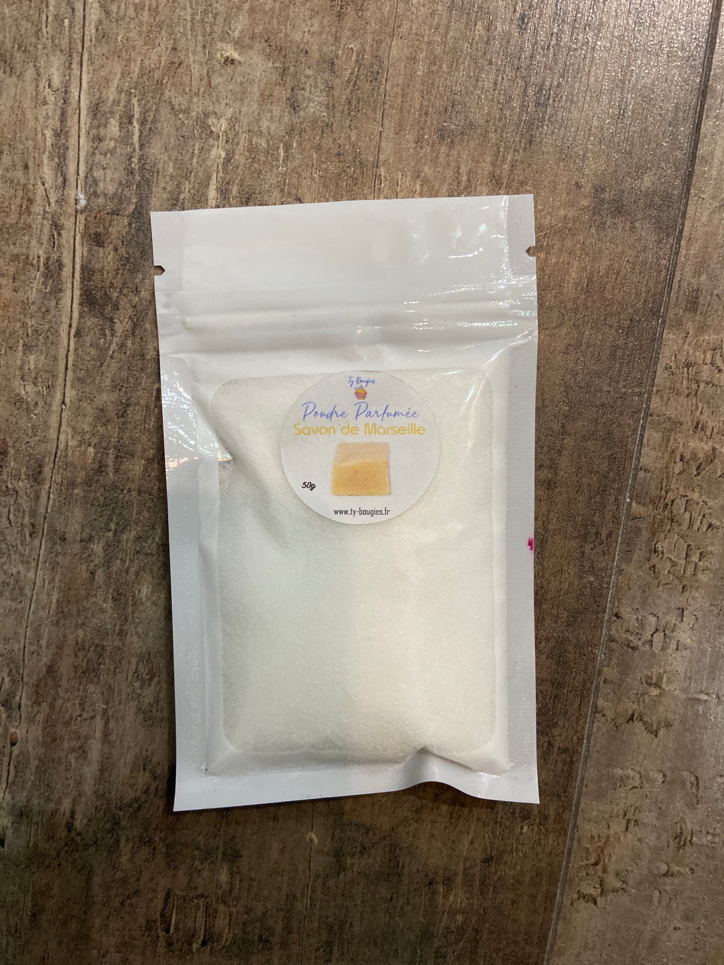 Sachet de poudre de bicarbonate parfumée - 50gr - Poudre d'aspirateur : SAVON DE MARSEILLE