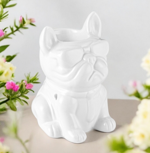 🌟🕯️Brûleur pour fondant - diffuseur de cire parfumée - bouledogue blanc🌟🕯️