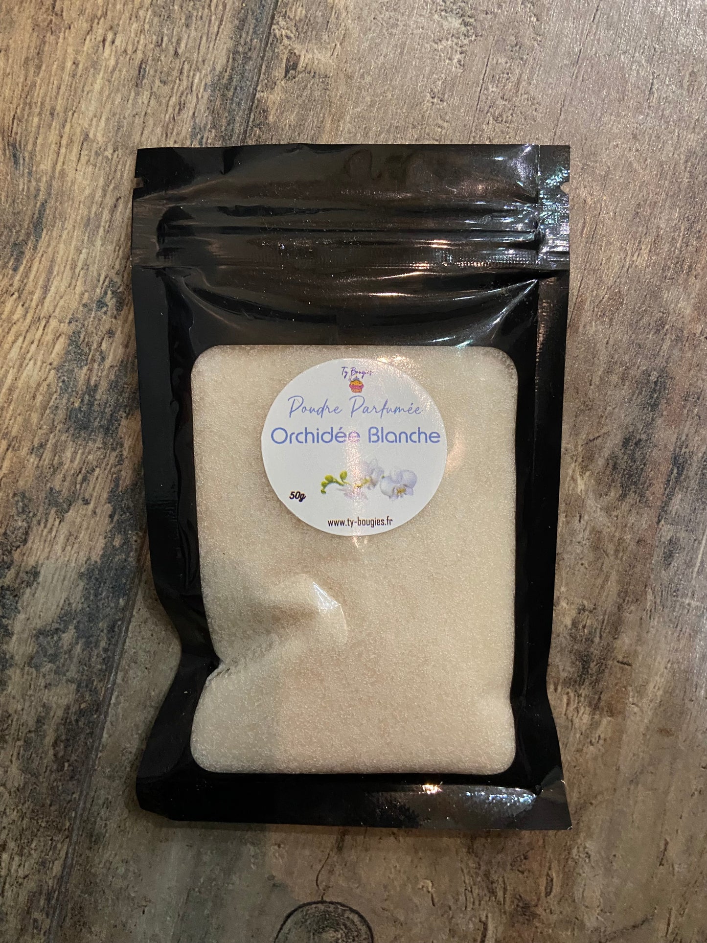 Sachet de poudre de bicarbonate parfumée - 50gr - Poudre d'aspirateur : ORCHIDEE BLANCHE