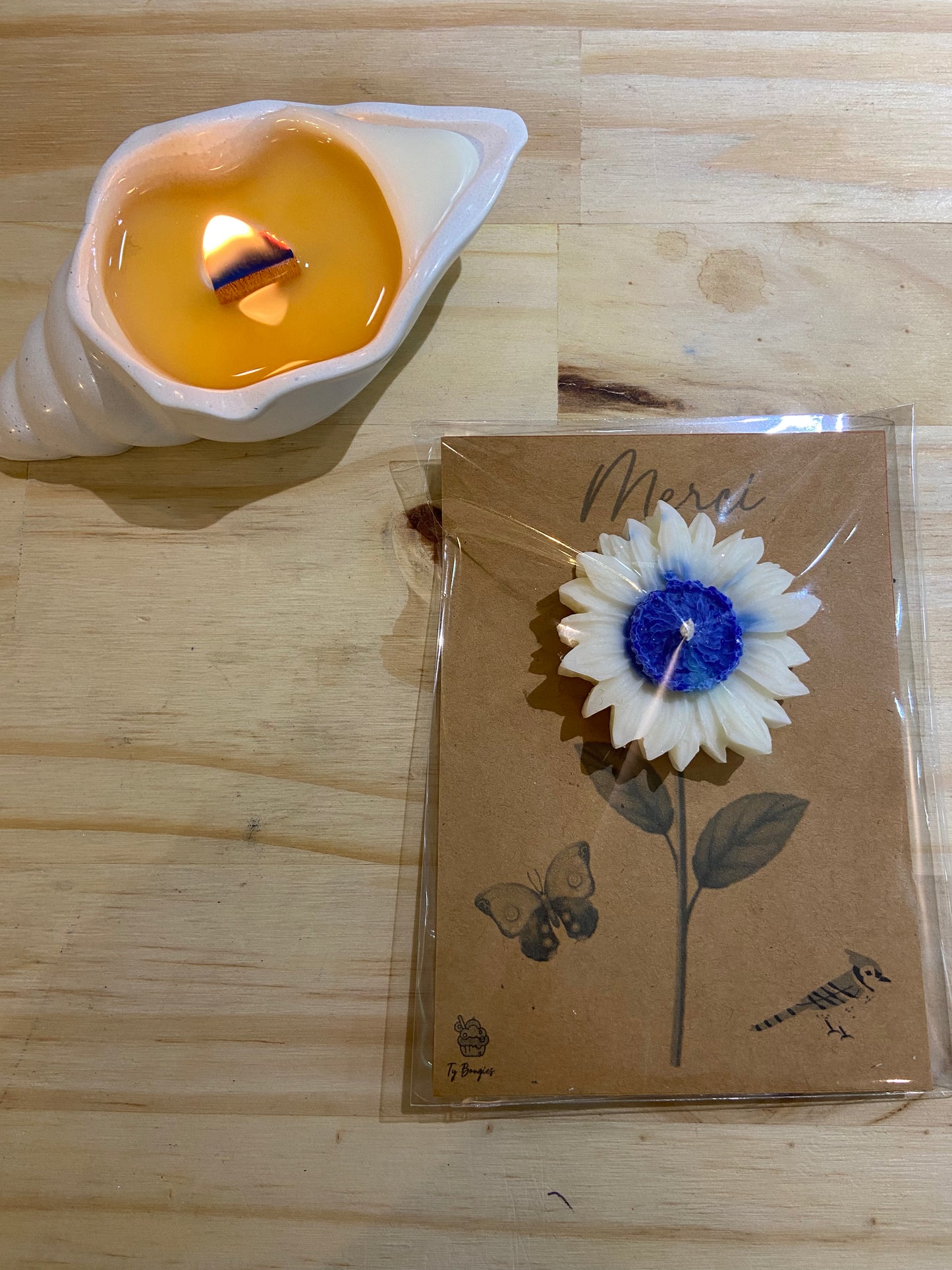 Carte avec bougie fondant parfum Monoï