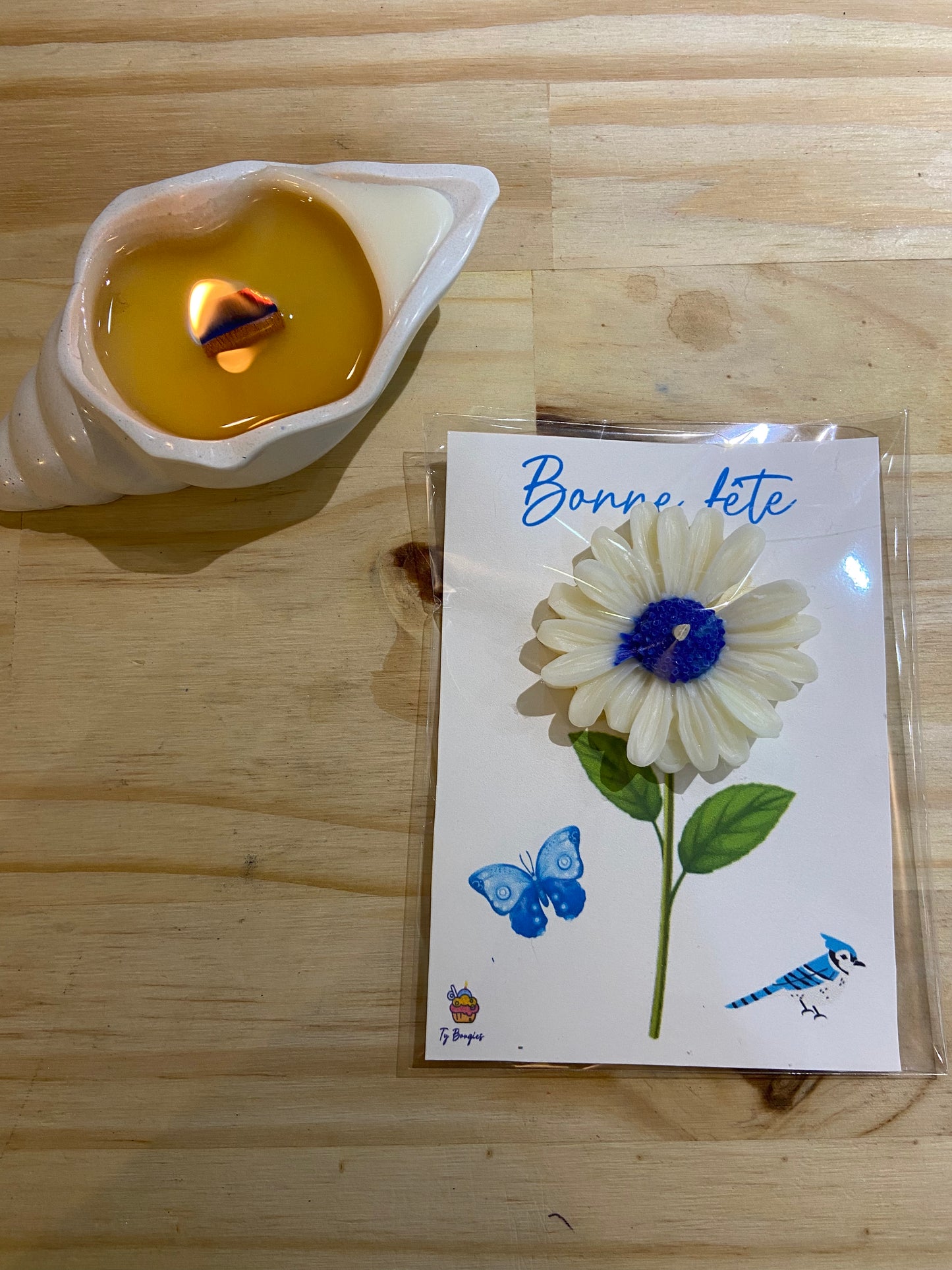 Carte avec bougie fondant parfum Monoï