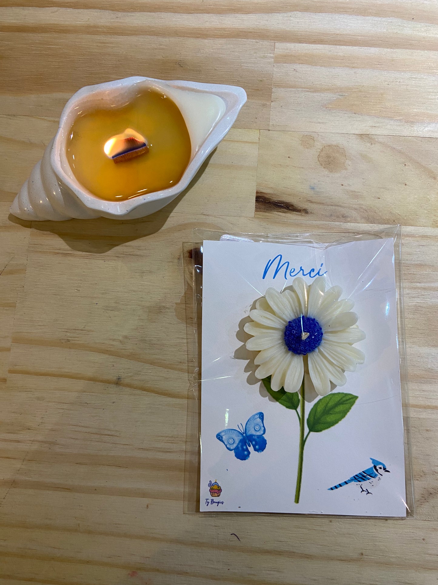 Carte avec bougie fondant parfum Monoï