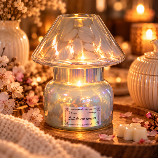 🕯️ Bougie Lampe – Lait de Riz Cerisier | Pièce unique