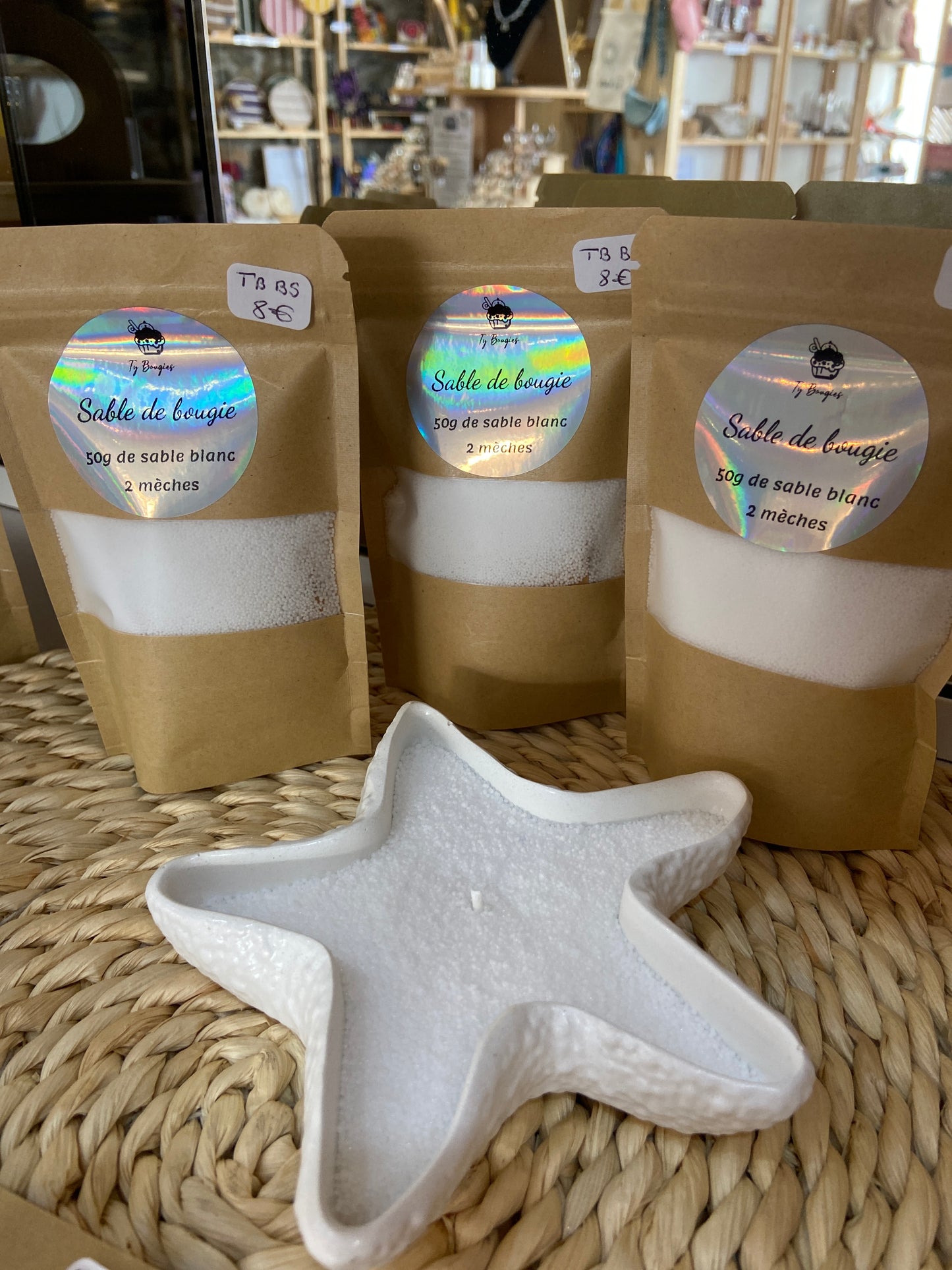 50g de sable de bougie blanc