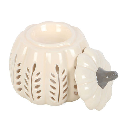 Bruleur à fondant -citrouille décors feuille couleur crème