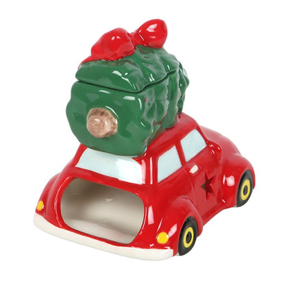 🚗 Brûleur Voiture Rouge & Sapin – Style Vintage de Noël