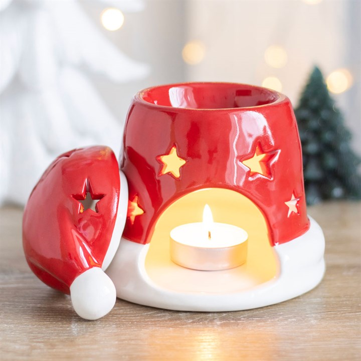 🕯️ Brûleur chapeau de Noël en céramique – Spécial fondants parfumés