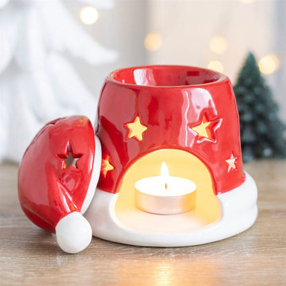 🕯️ Brûleur chapeau de Noël en céramique – Spécial fondants parfumés