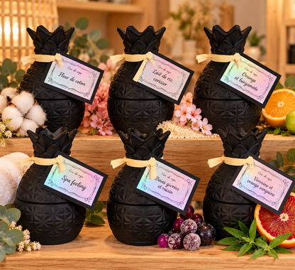 🍍 Bougie Ananas – 6 parfums au choix  : 💙 Spa Feeling
